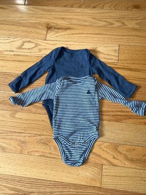 Baby Gap Blue Long-Sleeve One-Piece Bodysuits - 0-3M, Pack of 2